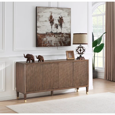 Ryker Mid-Century Modern 4 Door Storage Credenza/Sideboard Dark Brown - Treasure Trove - Image 5