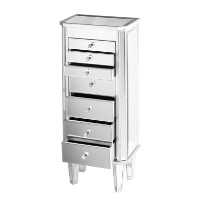 Melanie 7 Drawer Glam Jewelry Armoire Mirrored/Brushed - Aiden Lane - Image 8