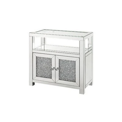 32" Noralie Cabinet Clear Glass/Mirrored/Faux Diamonds - Acme Furniture - Image 3
