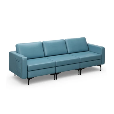 Costway Modern Modular 3-Seat Sofa Couch W/ Side Storage Pocket & Metal Leg - Image 10