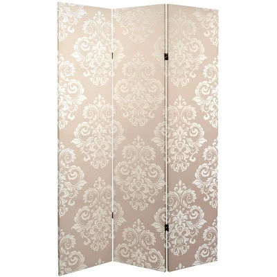 6" Double Sided Baroque Wallpaper Canvas Room Divider Gold - Oriental Furniture - Image 2
