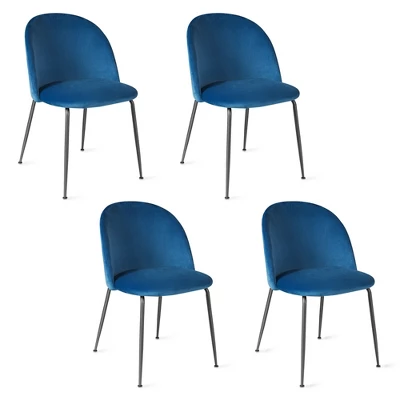 Tangkula Dining Chair Set Of 4 Upholstered Velvet Chair Set W/ Metal Base For Living Room - Image 9