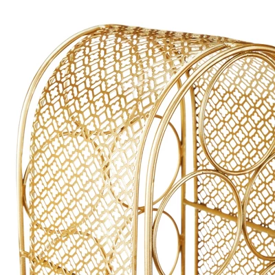 Twine Trellis Wine Rack, Holds 7 Bottles, Gold Countertop Wine Storage, Cast Iron - Image 5