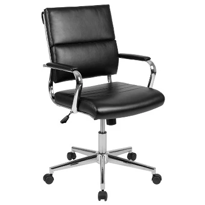Emma And Oliver Mid-Back LeatherSoft Contemporary Panel Executive Swivel Office Chair - Image 13