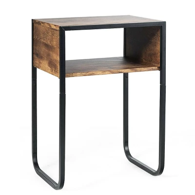 Costway Side Table Industrial Coffee Table W/Metal Frame Rustic End Table Nightstand - Image 6
