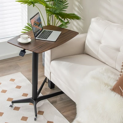 Costway Mobile Standing Desk Pneumatic Adjustable Overbed Table Rolling Laptop Cart