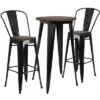 Flash Furniture 24" Round Metal Bar Table Set With Wood Top And 2 Stools