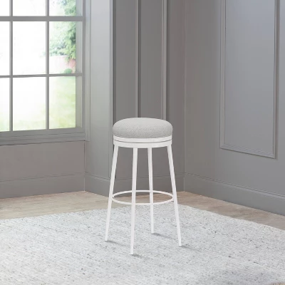 Aubrie Backless 30" Swivel Barstool Off White/Silver - Hillsdale Furniture - Image 4