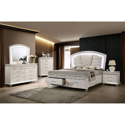 3pc California King Granite Bedroom Set With Nightstand And Chest Pearl White - HOMES: Inside + Out - Image 4