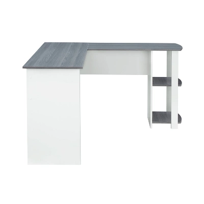 Modern L Shaped Desk With Side Shelves Gray - Techni Mobili - Image 6