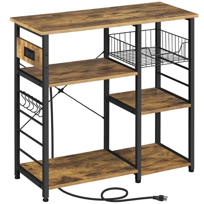 Yaheetech Vintage Kitchen Island Baker's Rack With Power Outlet Utility Microwave Stand - Image 7
