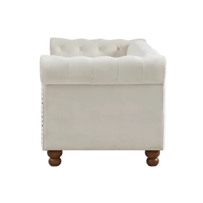 80.3" Classic Upholstered Sofa, Chesterfield Tufted Fabric Sofa Couch-ModernLuxe - Image 3