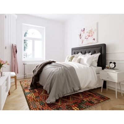 King Amery Tufted Upholstered Headboard Charcoal - Adore Decor