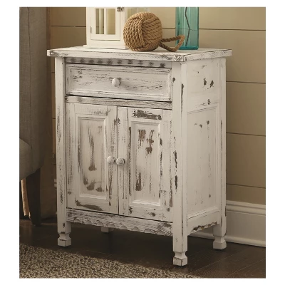 1-drawer Storage Cabinet Hardwood White - Alaterre Furniture