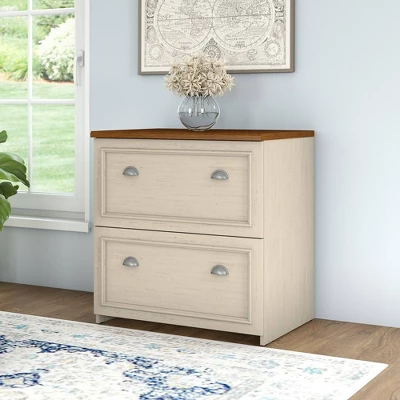 2 Drawer Fairview File Cabinet Antique White - Bush Furniture