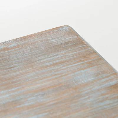 LuxenHome Distressed White And Gray Wood 1-Door Storage Wine Cabinet - Image 2