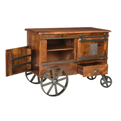 Palmer 2 Doors And Drawers Wine Cart Brown - Treasure Trove Accents - Image 4