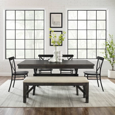 6pc Hayden Extendable Dining Set With Camille Chairs Matte Black/Slate - Crosley - Image 2