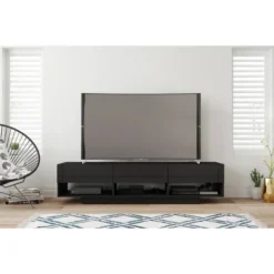 Stereo TV Stand For TVs Up To 80" Black - Nexera