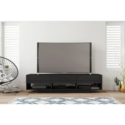 Stereo TV Stand For TVs Up To 80" Black - Nexera
