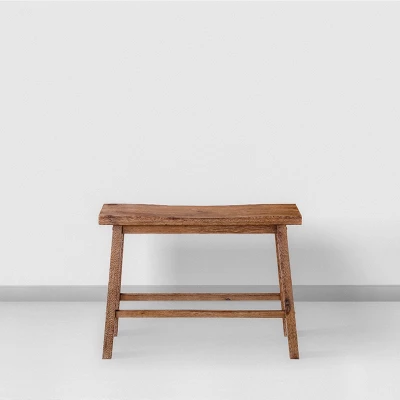 Saddle Seat Wooden Bench With Canted Frame Brown - Benzara - Image 6
