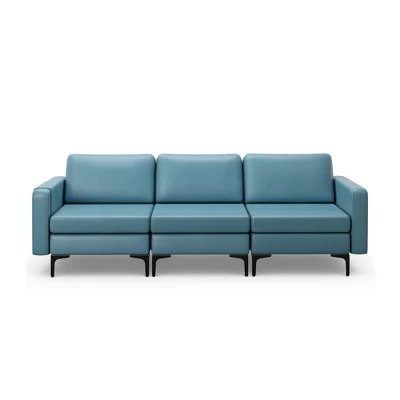 Costway Modern Modular 3-Seat Sofa Couch W/ Side Storage Pocket & Metal Leg - Image 8
