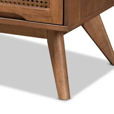 Barrett Wood And Synthetic Rattan 4 Drawer Chest Walnut Brown - Baxton Studio - Image 5