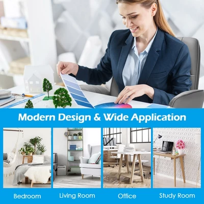 Costway Modern Home Office Leisure Chair PU Leather Adjustable Swivel W/ Armrest - Image 4