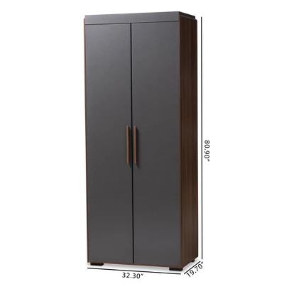 7 Shelf Wardrobe Rikke Two-Tone Wood Storage Cabinet Brown - Baxton Studio - Image 4