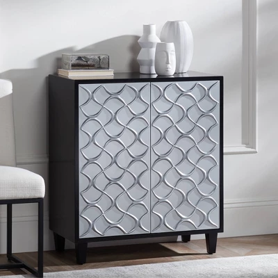Studio 55D Firenze 30 1/2" Wide Black And Silver Accent Cabinet