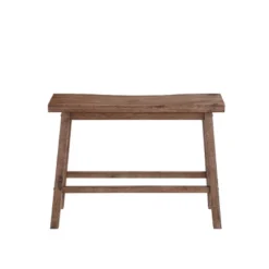 Saddle Seat Wooden Bench With Canted Frame Brown - Benzara