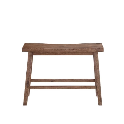 Saddle Seat Wooden Bench With Canted Frame Brown - Benzara