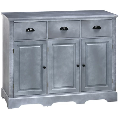 HOMCOM Sideboard Buffet Cabinet With Storage Drawers Adjustable Shelves Countertop Dining Room Cabinet Kitchen Buffet Living Room Furniture Gray - Image 3