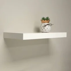 24" Floating Shelf Wall Mounted Hidden Brackets White - Inplace