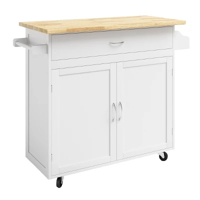 Kitchen Island With Spice Rack And Storage Cabinet – Rolling Cart With Drawers To Use As Coffee Bar, Microwave Stand Or Storage By Lavish Home (White) - Image 3