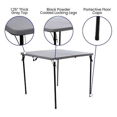 Flash Furniture 2.83-Foot Square Bi-Fold Plastic Folding Table With Carrying Handle - Image 10