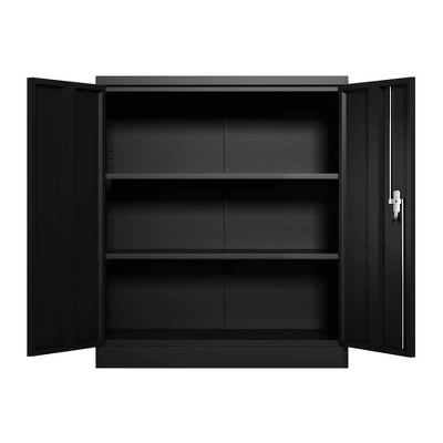 AOBABO 2 Door Durable Locking Metal Storage Cabinet Organizer With 2 Adjustable Shelves And 2 Keys For Garages And Offices - Image 2