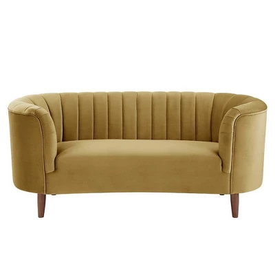 71" Millephri Loveseat Olive Yellow Velvet - Acme Furniture - Image 3