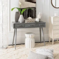 Albus 3 Drawer Console Table- Slate Grey - Safavieh