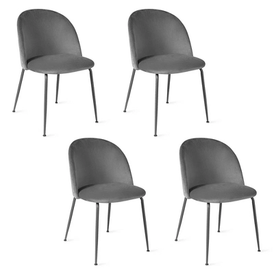 Tangkula Dining Chair Set Of 4 Upholstered Velvet Chair Set W/ Metal Base For Living Room - Image 11