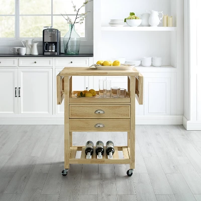 Bristol Double Drop Leaf Kitchen Cart Natural - Crosley - Image 7
