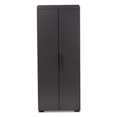 7 Shelf Wardrobe Rikke Two-Tone Wood Storage Cabinet Brown - Baxton Studio - Image 9
