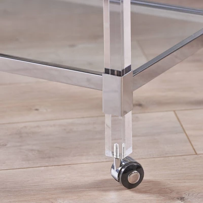 Mirren Modern Glass Bar Trolley Clear - Christopher Knight Home - Image 3