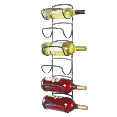 MDesign Modern Decorative Metal Wine Bottle Storage Organizer Rack - Image 6