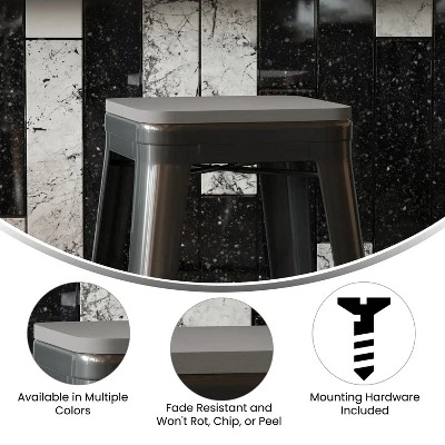 Flash Furniture Perry Poly Resin Wood Square Seat With Rounded Edges For Colorful Metal Barstools - Image 4