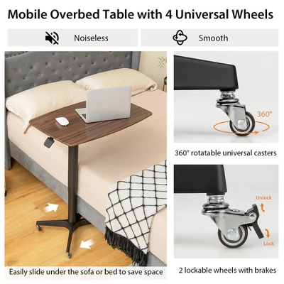 Costway Mobile Standing Desk Pneumatic Adjustable Overbed Table Rolling Laptop Cart - Image 6
