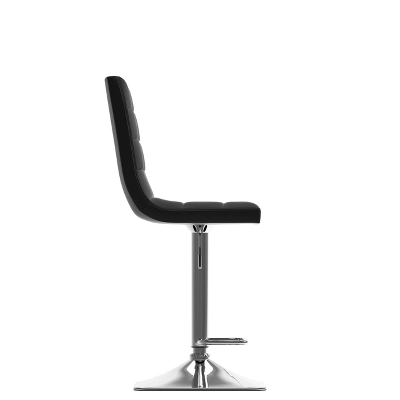 Set Of 2 Adjustable High Back Square Tufted Barstool - CorLiving - Image 4