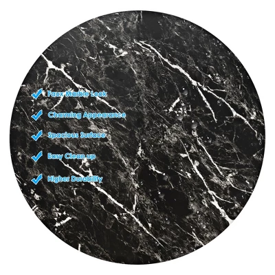 Costway 6PCS Round Bistro Bar Table Height Adjustable 360-degree Swivel WhiteBlack - Image 8