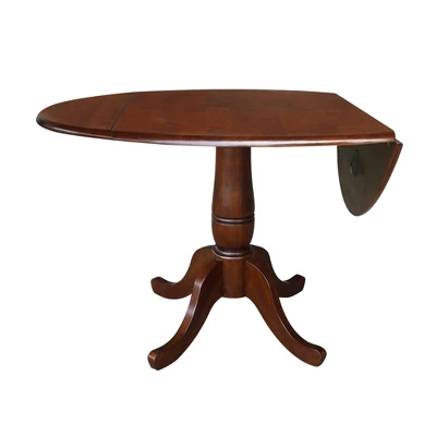 29.5" Lyla Round Dual Drop Leaf Pedestal Extendable Dining Table Espresso Brown - International Concepts - Image 2