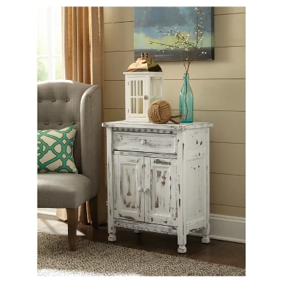 1-drawer Storage Cabinet Hardwood White - Alaterre Furniture - Image 4